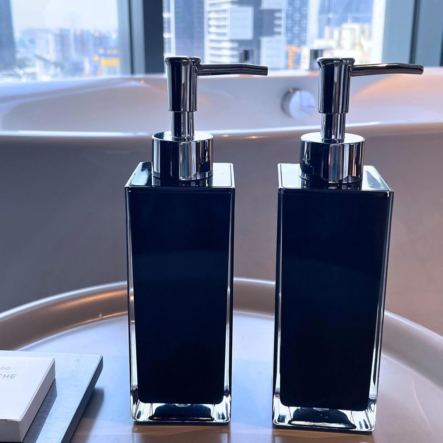 Premium Black Soap Dispenser for Bathroom and Kitchen, Refillable Hand Soap Dispenser, Dish Soap Pump Bottle - 2 Pack