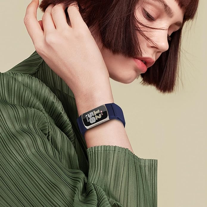 Magnetic Stretchy Nylon Compatible with Fitbit Charge 6 Bands/Fitbit Charge 5 Bands, Elastic Fabric Sport Adjustable Wristband Strap for Charge 5/6 Smartwatch Women Men