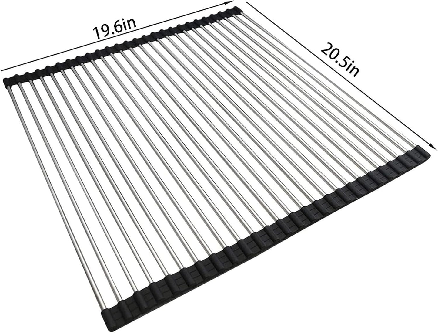 Ahyuan Roll up Dish Drying Rack Over The Sink Kitchen Roll up Sink Drying Rack Portable Dish Drainer Foldable Dish Drying Rack (Black, 20.5''X19.7'')