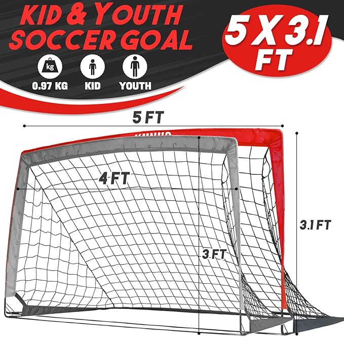 Kids Soccer Goals for Backyard 5×3, 6×4, 6×4, 9×5FT 9×5FT 2 2 Pieces