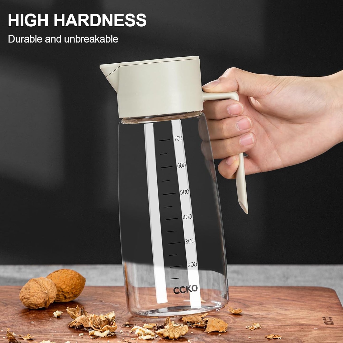 Olive Oil Dispenser Bottle for Kitchen with Leakproof and Dust Cover, Auto-Open & Close Glass Olive Oil Bottle with Non-Slip Bottom 600ml Cooking Oil and Vinegar Cruet Dispenser (Black)