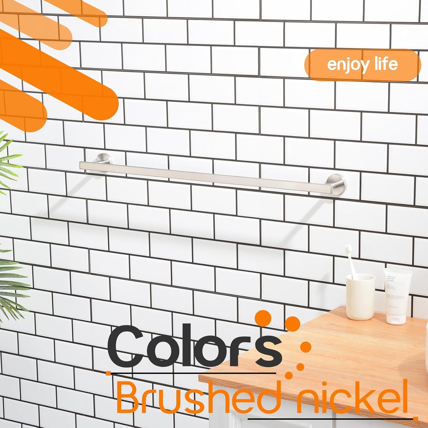 32 Inch Bathroom Towel Bar Bath Towel Rack Kitchen Towel Holder Long Towel Rails Wall Mounted SUS304 Stainless Steel 2 Pack Brushed Nickel AN4001BR-L32-P2