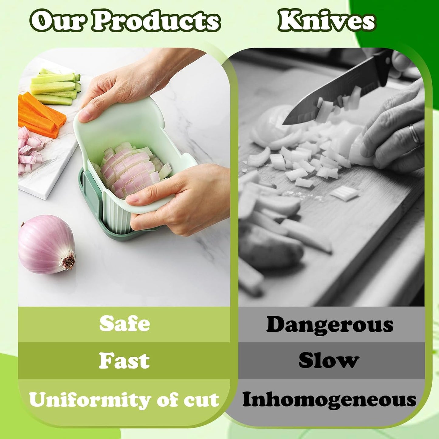 FANTEXY Onion Chopper - French Fry Cutter For Potatoes And Fruit Cutting Machine, Stainless Steel Vegetable Dicer With Grid Blades, Food Chopper With Container Manual Hand Mandoline Slicer For Kitchen