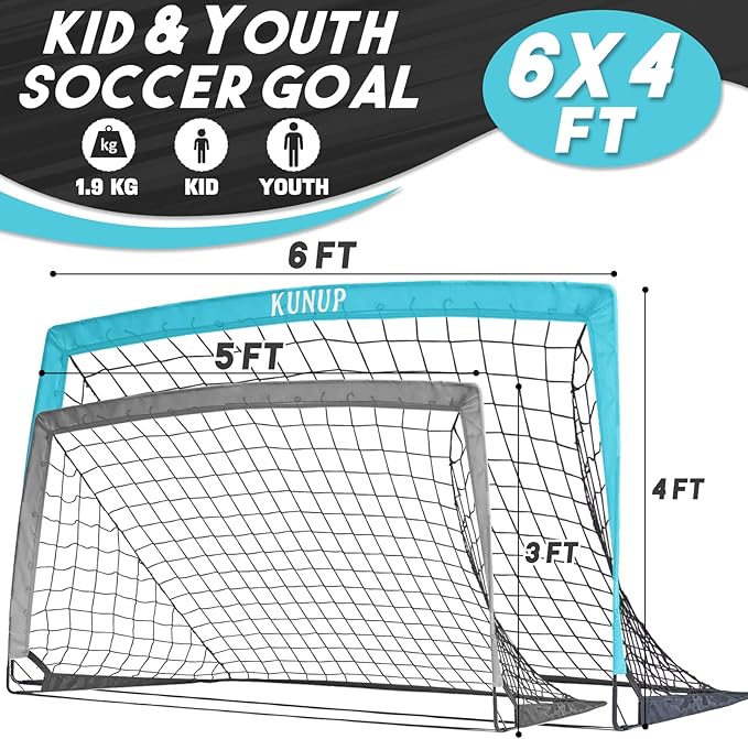 Kids Soccer Goals for Backyard 5×3, 6×4, 6×4, 9×5FT 9×5FT 2 2 Pieces