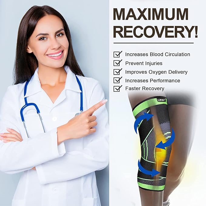 Knee Sleeve, knee Support for women and men with Removable Adjustable Straps, Premium Knee Compression Sleeve and Knee Brace for Arthritis Pain, Running, Cross Training