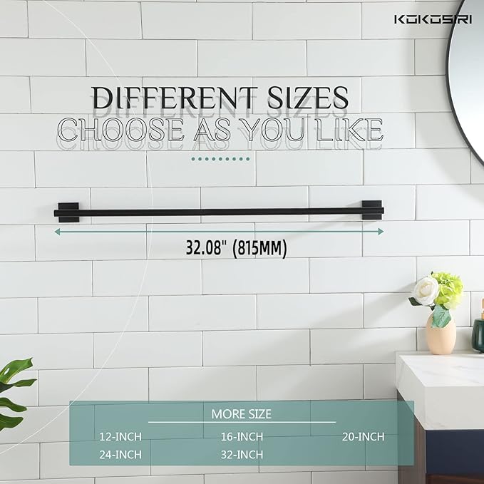 KOKOSIRI 32'' Towel Rails Bathroom Towel Bars Matte 32 Inch B4005BK-L32