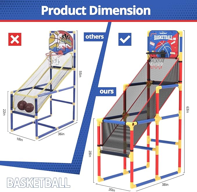 Kids Arcade Basketball Game With Electronic Scoreboard and 4 Balls, 3-12 Boys