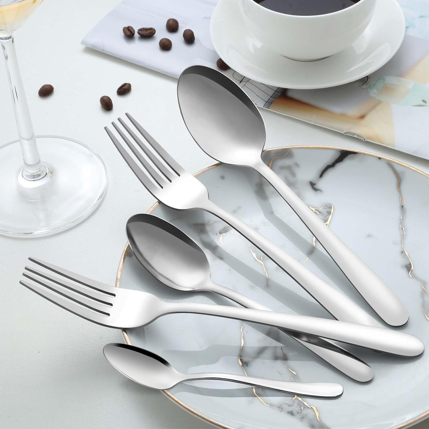 Pleafind 36Pcs Coffee Spoons, 4.7 Inch Spoons Silverware, Stainless Steel Tea Spoon, Mini Spoon, Mirror Polished Teaspoons for Home, Kitchen, Restaurant, Dishwasher Safe