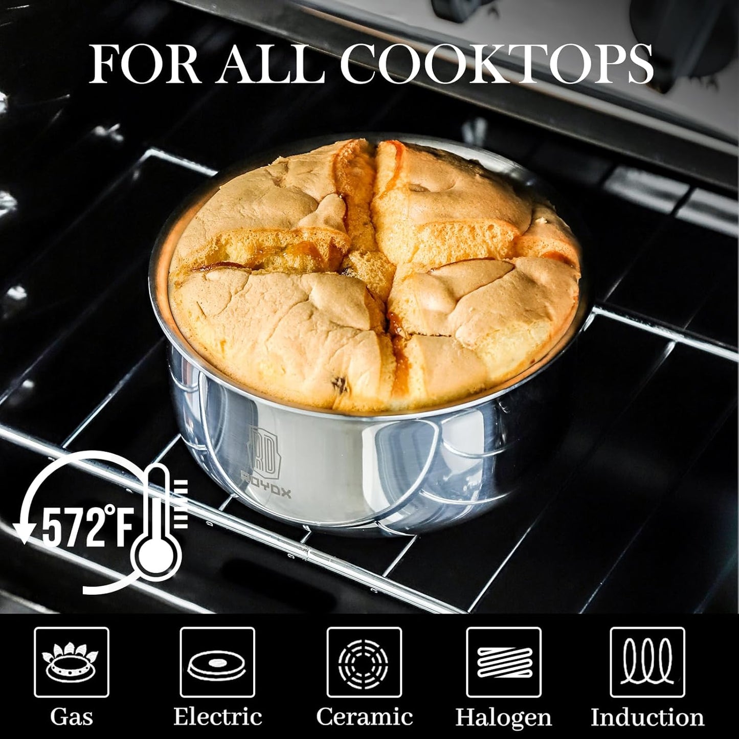 ROYDX 3-Ply Pots and Pans Set,18/10 Stainless Steel Cookware Set with Detachable Handles,PFOA Free, Frying Pan,Saucepans with Lid for All Stoves, Dishwasher and Oven Safe, Camping