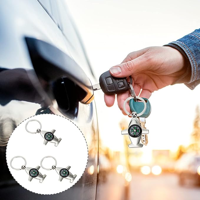Kisangel 3pcs Compass Keychain Compass Keyring Pocket Compass