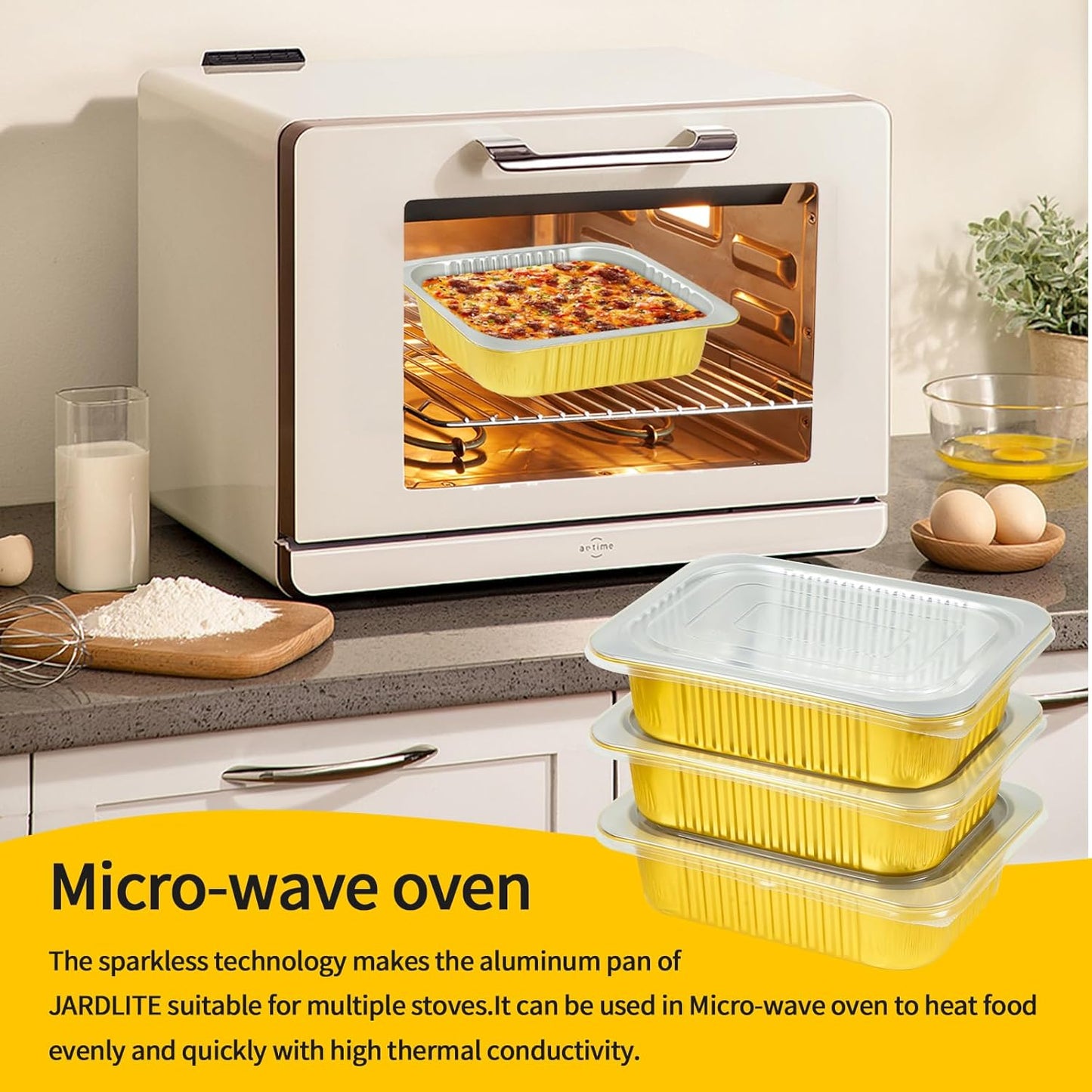 40 Pack 3 LB Aluminum Pans with Lids Heavy Duty (8.7"×6.6"×2.5") Foil Food Containers with Lids, 50oz Disposable Tin Foil Pans with Lids for Baking, Meal Prep, Freezer, Heating and Takeout