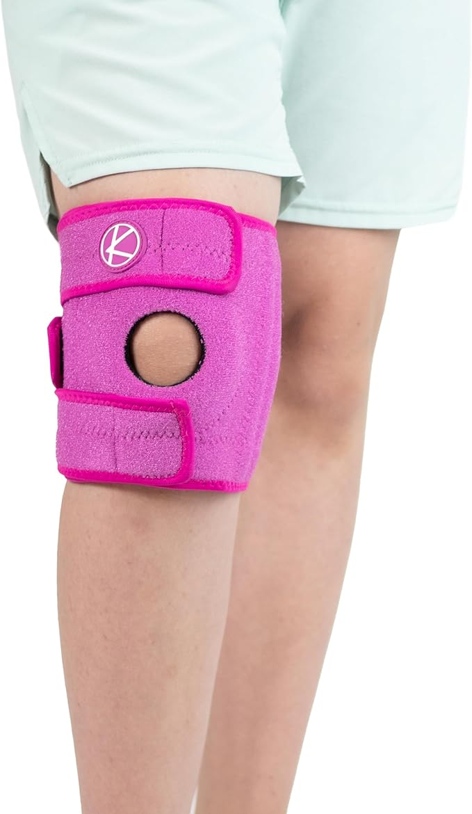 KARM Kids Knee Brace - Osgood Schlatter Knee Brace Youth for Kids, Sports, Pain, Arthritis, Patella, Meniscus Tear, MCL, ACL - Adjustable Compression Support for Child, Boys & Girls (Pink)