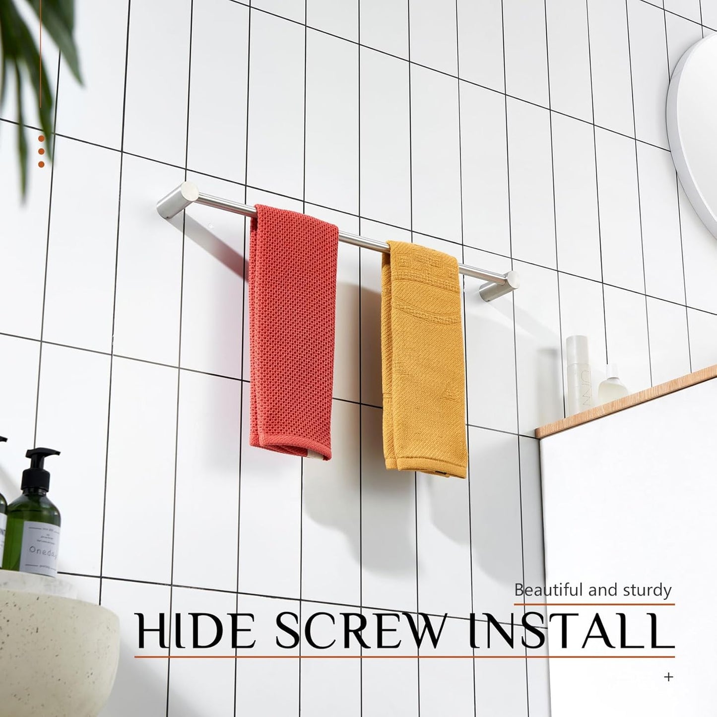 KOKOSIRI Bath Towel Bar for Bathroom 20 Inches Brushed Nickel Towel Rack for Lavatory Wall Mounted Bathroom Accessories Stainless Steel, B4007BR-L20