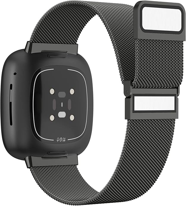 Meliya Metal Band for Fitbit Sense 2 / Sense Bands, Fitbit Versa 4 / Versa 3 Bands Women Men, Stainless Steel Mesh Magnetic Replacement Bracelet Strap for Fitbit Sense 2 / Versa 4 Smartwatch