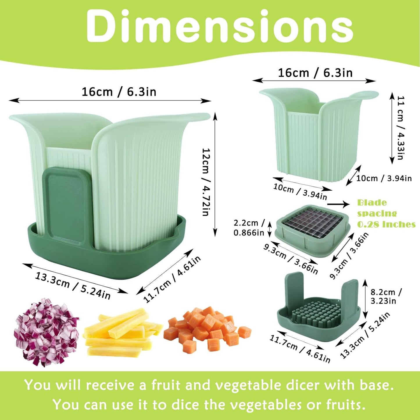 Suuker Onion Chopper with Base,Potato French Fry Cutter,Fruit and Vegetable Slicer,Kitchen Gadgets for Potatoes,Vegetable Chopper,Mandoline Slicer for Kitchen,Food Cutter,Tomato Dicer