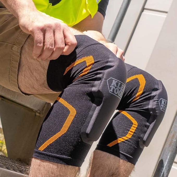 Klein Tools 60624 Knee Pad Compression Sleeve, Knee Support for Construction, Workers and Athletes, Black, L/XL