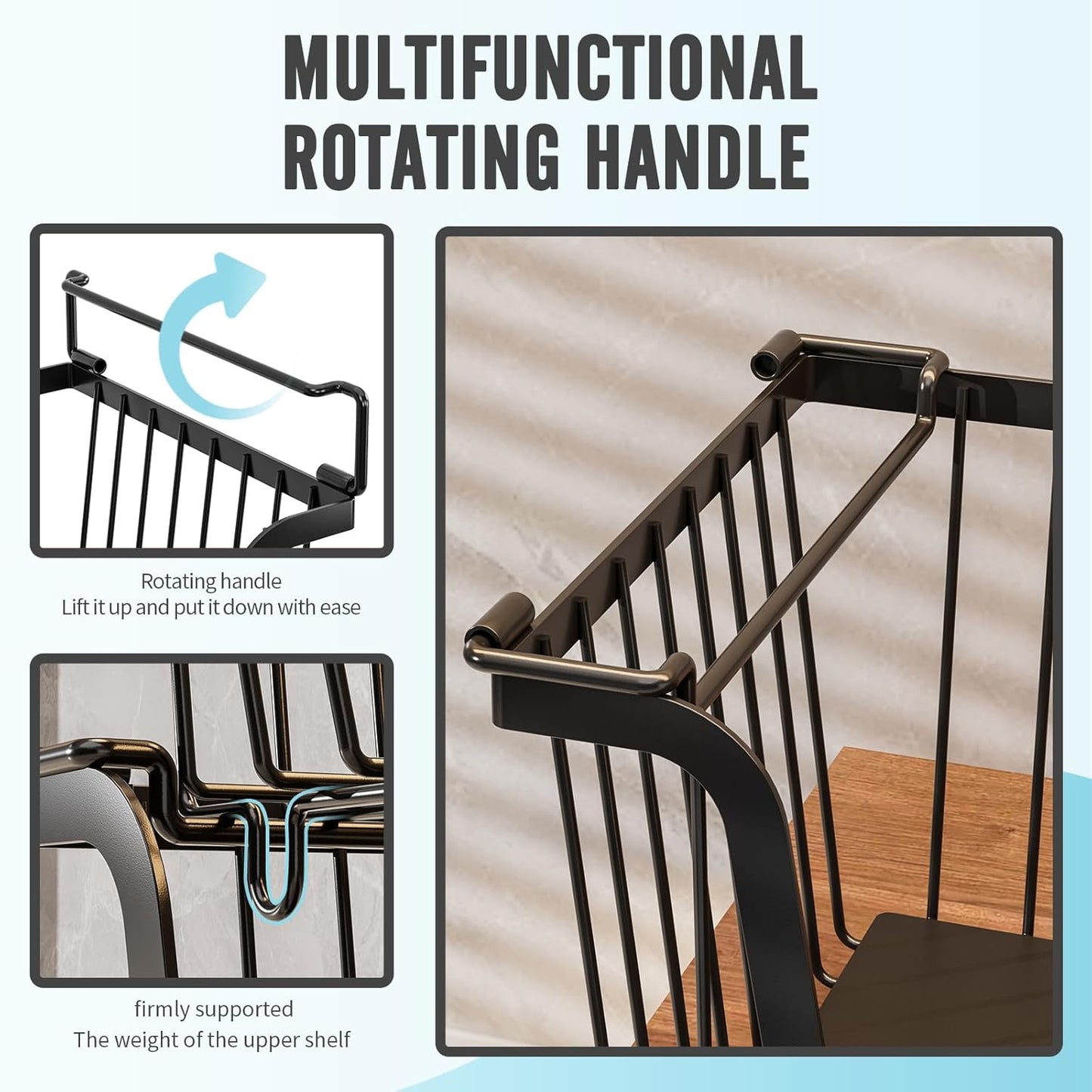 4 Pcs Stackable Wire Baskets for Pantry Organizers and Storage,Vegetable Fruit Basket for Countertop,Kitchen Storage Metal Baskets,Produce Potato Onion Storage Bin,Black