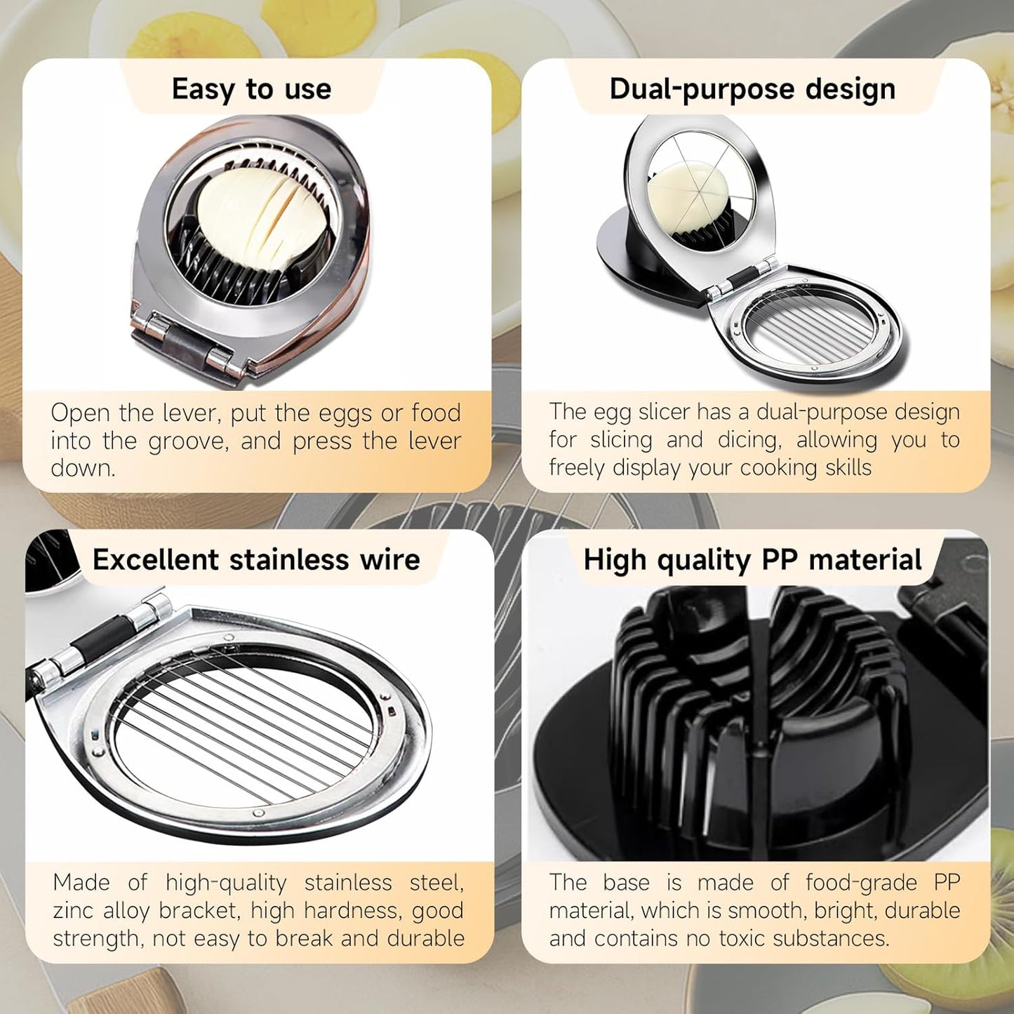 Egg Slicer for Hard Boiled Eggs,Egg Cutter,Strawberry Slicer,Heavy Duty Aluminium Tomato Slicer,Stainless Steel Wire Multipurpose, Dicer for Soft Fruit Mushroom,Suitable for Home, Picnics