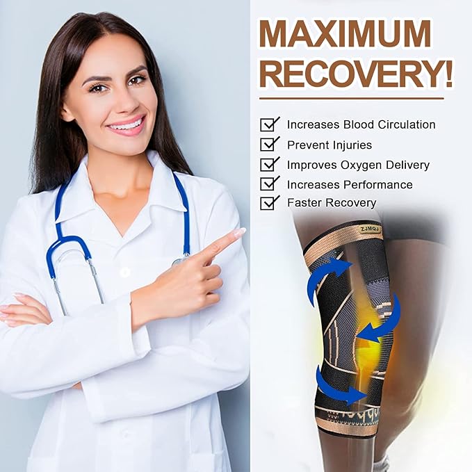 Knee Sleeve, knee Support for women and men with Removable Adjustable Straps, Premium Knee Compression Sleeve and Knee Brace for Arthritis Pain, Running, Cross Training