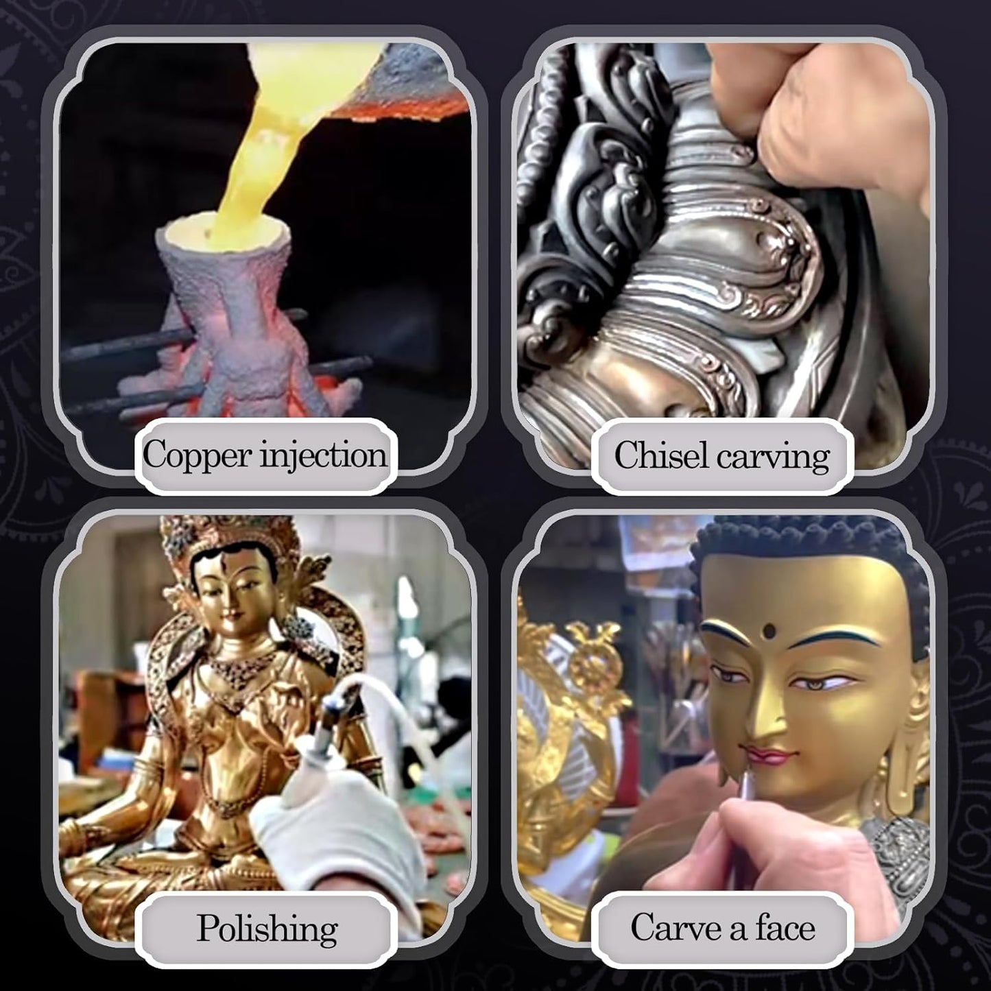 Green Tara Buddha Statue for Zen Decor Indoor, Tibetan Buddhism Handmade Copper Sculpture, Hand-Painted Colored Buddhist Budda, 10.62"