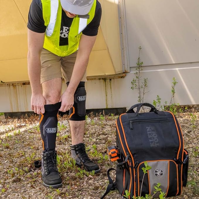 Klein Tools 60624 Knee Pad Compression Sleeve, Knee Support for Construction, Workers and Athletes, Black, L/XL