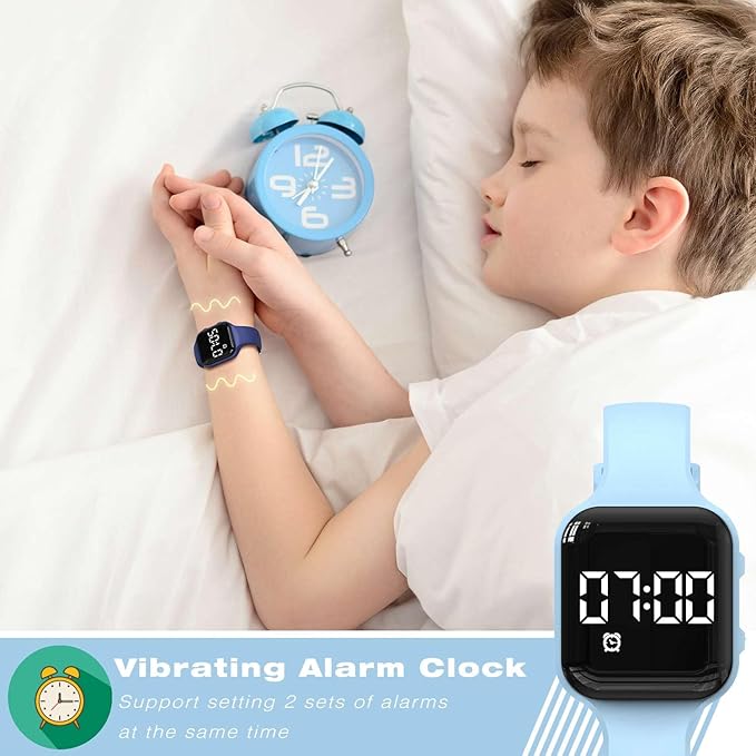 Kids Fitness Tracker,Digital Pedometer Watch,Sport Watch, Steps Counter, Waterproof, Alarm Clock for Boys Grils Kids Children (Babyblue)