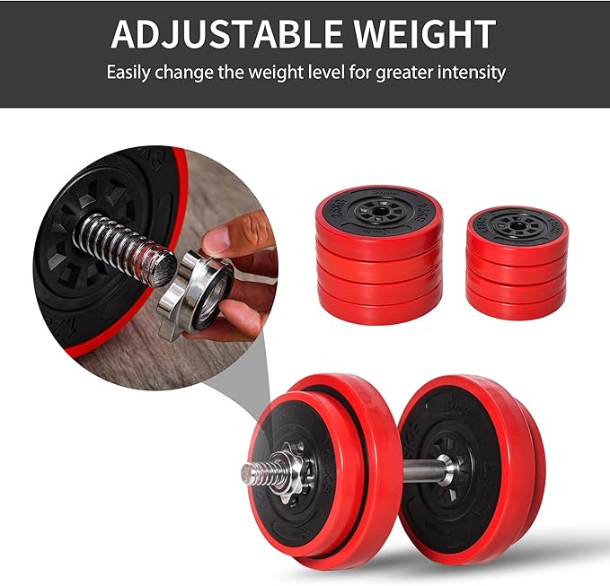 Soozier Adjustable Dumbbell Set, Convertible to Barbell Weight Set for Home Gym Women and Men Weight Lifting Training