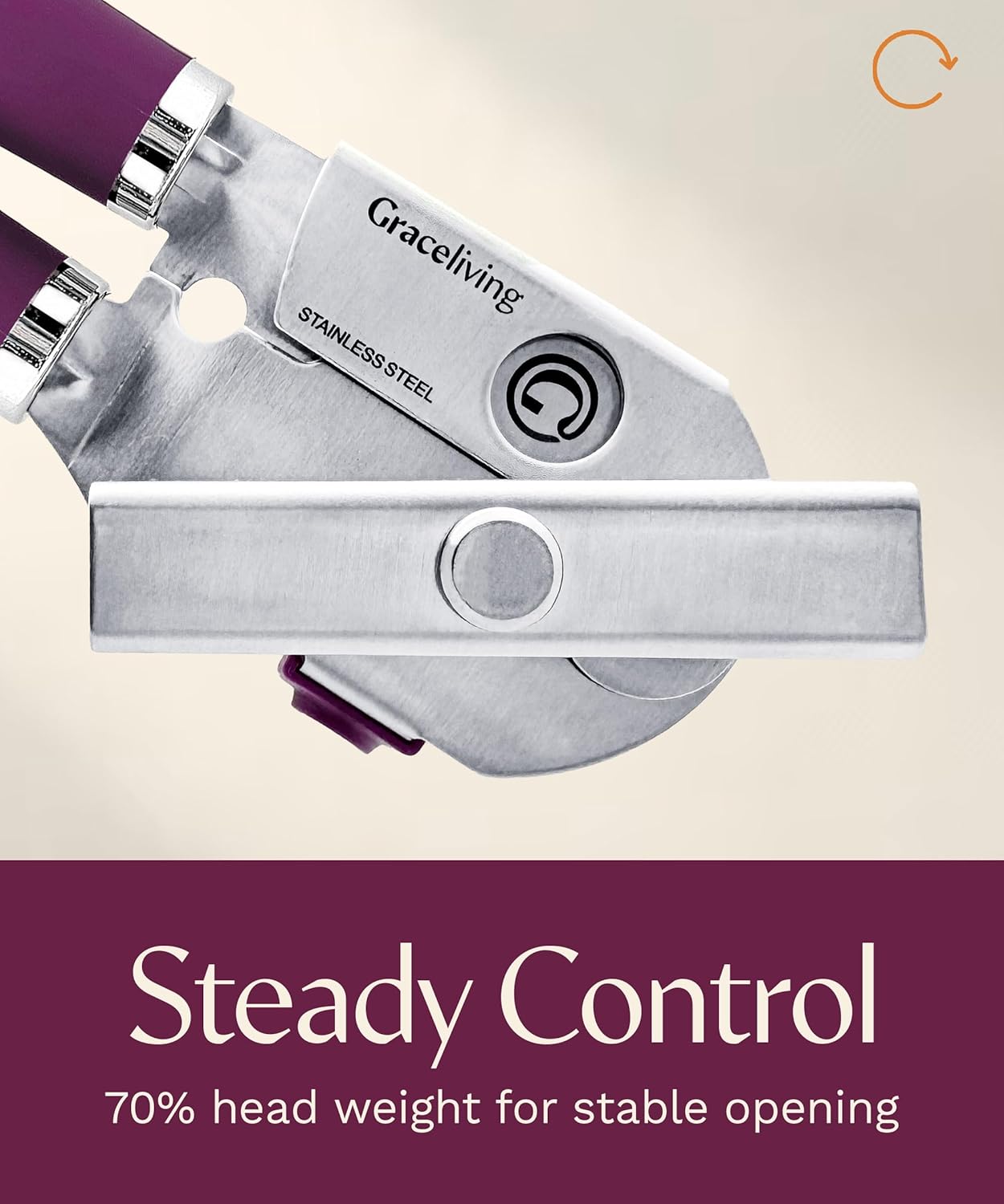 Premium Multifunctional Magnetic Manual Can Opener and Bottle Opener, Heavy Duty Stainless Steel Sharp Cutting Blade and Oversized Easy Turn Knob, Soft-Touch Handle, Kitchen Use, Mauve