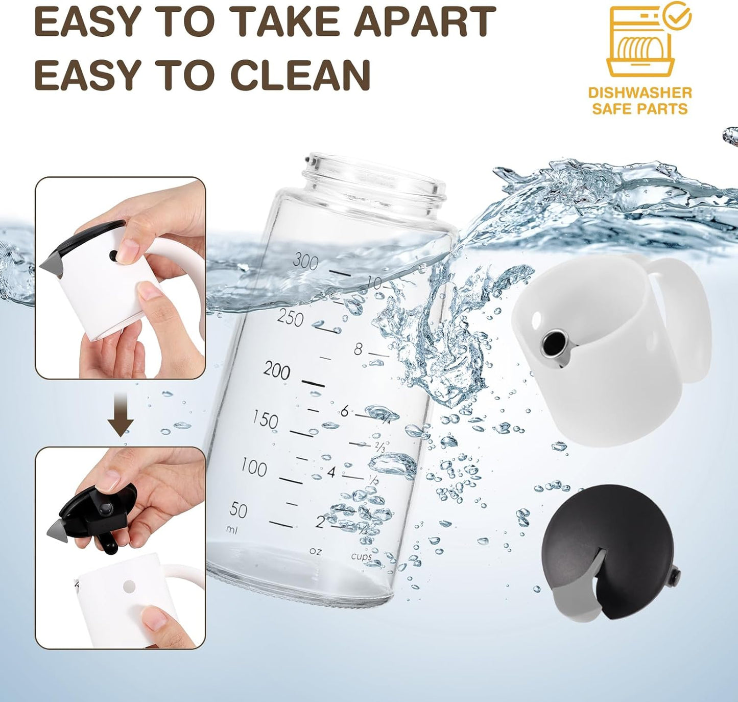 Vucchini Oil Dispenser Olive Oil Dispenser Bottle Set 10 oz for Kitchen Cooking - Auto Flip Condiment Container With Leakproof Vinegar Glass Cruet Non-Drip Spout