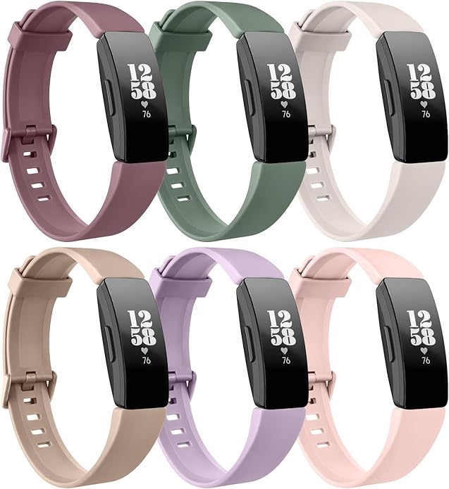 6 Pack Bands for Fitbit Inspire 2 / Inspire HR/Inspire/Ace 2 Replacement Wristbands for Women Men Small Large