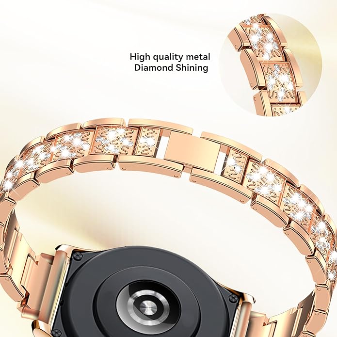 LYSANDRA Bands Compatible with Fitpolo AR-01 Smartwatch Band for Women, Metal Jewelry Sparkly Diamond Thin Replacement Compatible for aeac AR-01 Smartwatch