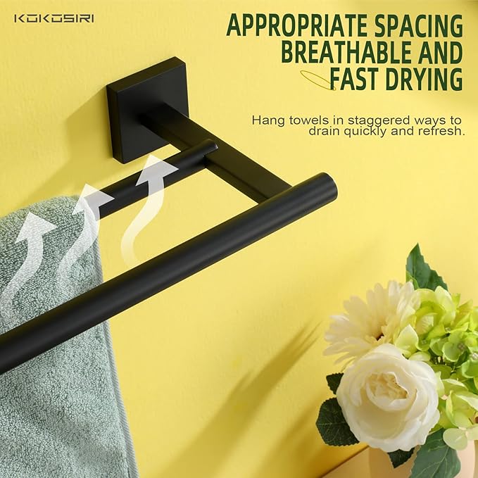 KOKOSIRI Towel Rails Bathroom Double Towel Bars Matte 20 Inch 2-Piece for 2 Pack B5005BK-L24-P2