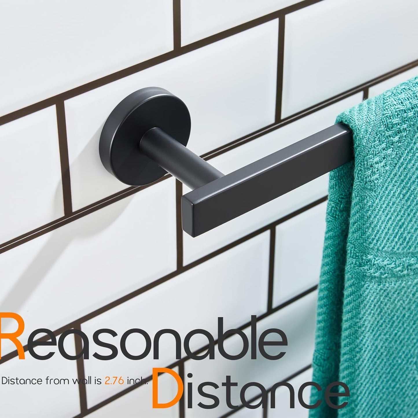 24 Inch Bathroom Towel Bar Bath Towel Rack Kitchen Towel Holder Towel Rails Wall Mounted SUS304 Stainless Steel 2 Pack Matte Black AN4001MB-L24-P2