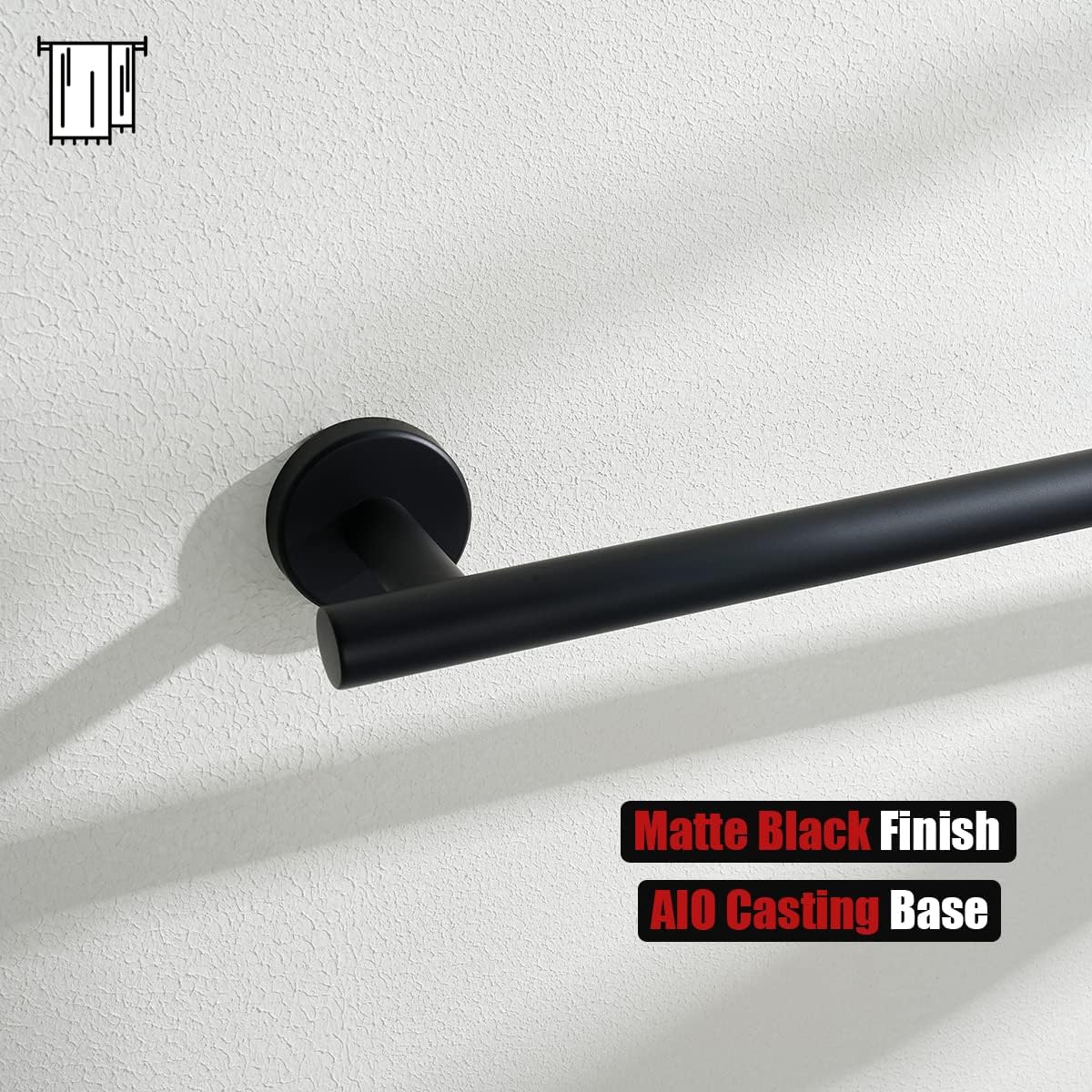 JQK Black Bath Towel Bar, 33 Inch 304 Stainless Steel Thicken 0.8mm Towel Rack Bathroom, Towel Holder Matte Black Wall Mount, Useable Length 30 Inch, TB110L30-PB