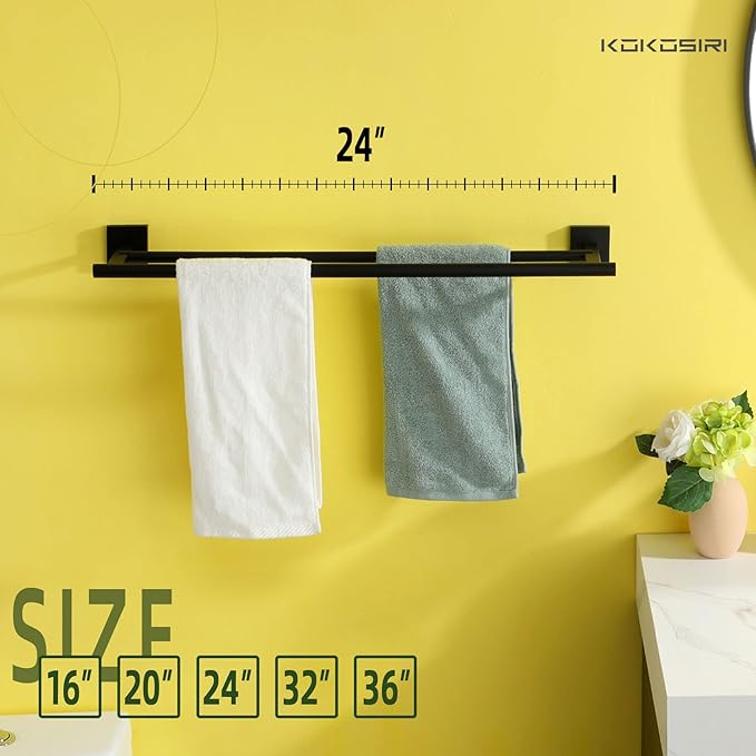 KOKOSIRI Towel Rails Bathroom Double Towel Bars Matte 20 Inch 2-Piece for 2 Pack B5005BK-L24-P2