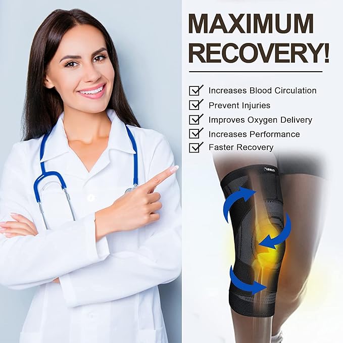 Knee Sleeve, knee Support for women and men with Removable Adjustable Straps, Premium Knee Compression Sleeve and Knee Brace for Arthritis Pain, Running, Cross Training
