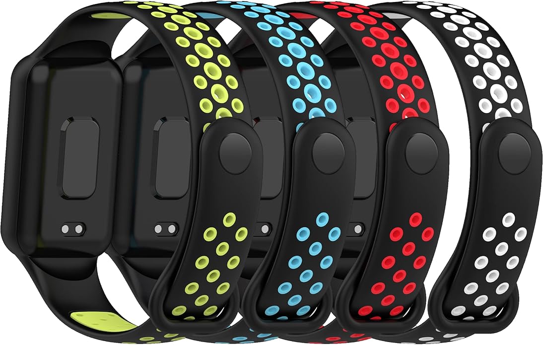 4-PACKS Compatible with Amazfit Band 7 Replacement Band,Sport Strap Soft Silicone Quick Release Wrist Bands Adjustable Wristband Smartwatch Accessory