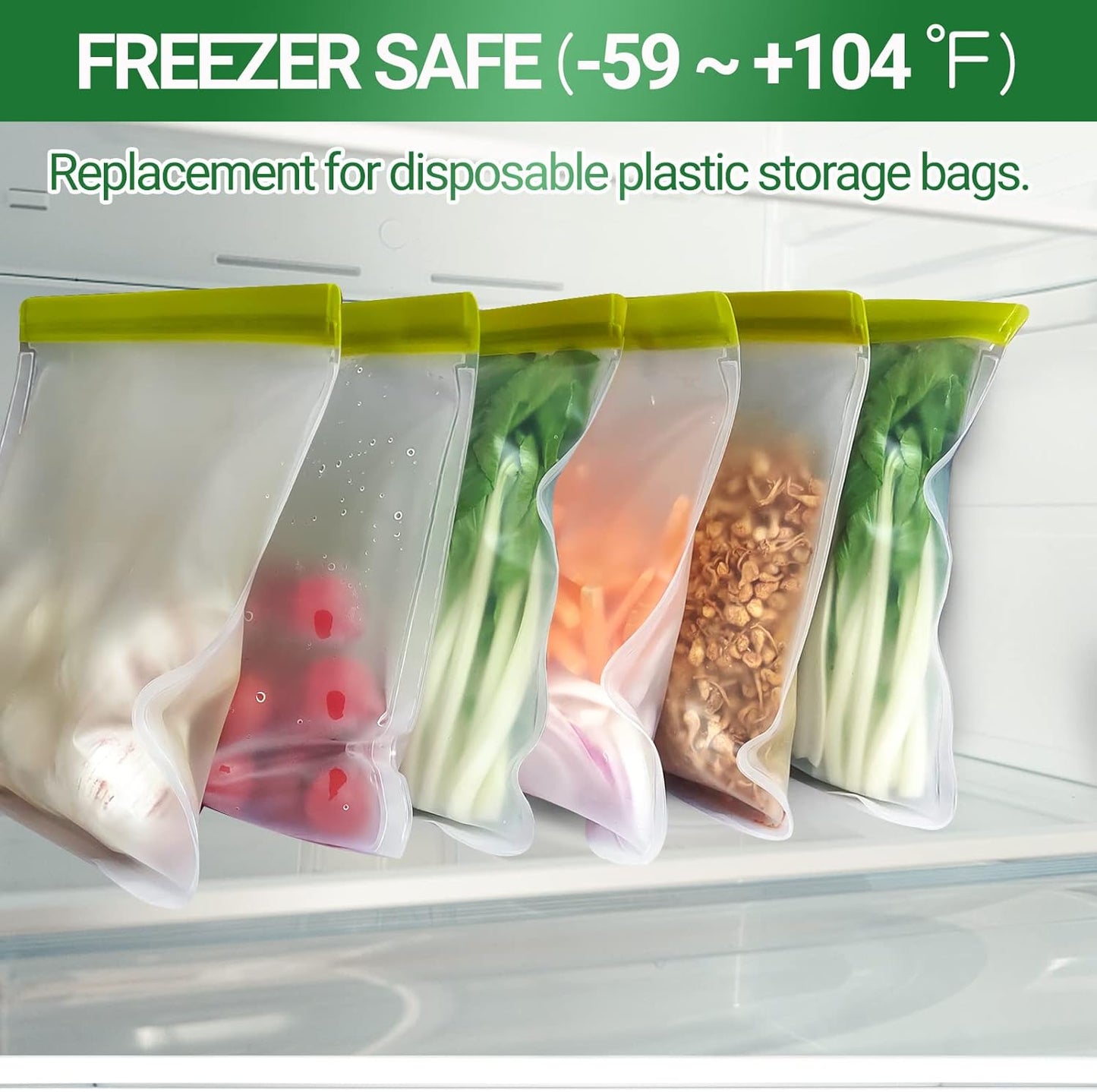 Reusable Freezer Bags - 10 Pack Sandwich Bags BPA Free, Leakproof, Extra Thick | Food Storage Bags for Freezer, Meal Prep, Travel, Kitchen, Salad & Marinate