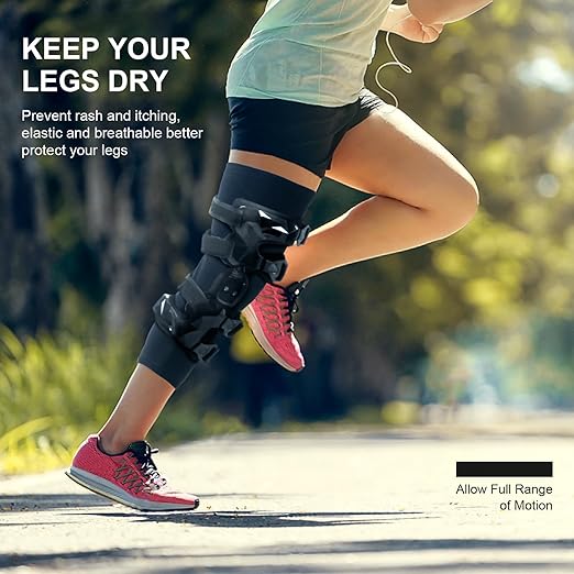 Knee Brace Undersleeve - Knee Undersleeves for Women & Men Leg Undersleeve for Knee Brace, Closed Patella,M (Pack of 1)