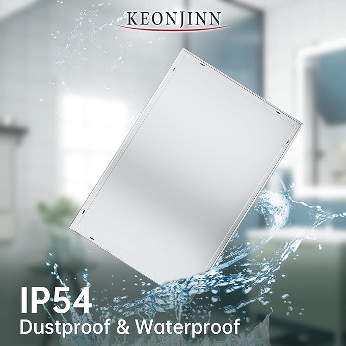 Keonjinn LED Mirror for Bathroom 36 x 24 Inch, IP54 Waterproof, 3 Year