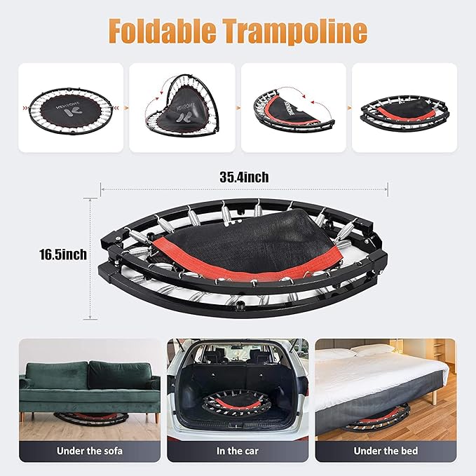 KENSONE 40"/48" Foldable Mini Trampoline 330/450 lbs