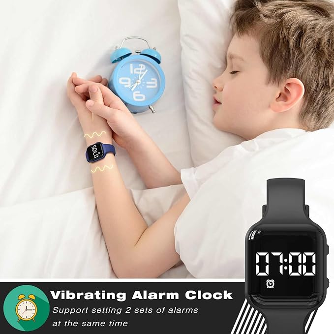 Kids Fitness Tracker,Digital Pedometer Watch,Sport Watch, Steps Counter, Waterproof, Alarm Clock for Boys Grils Kids Children (Black)
