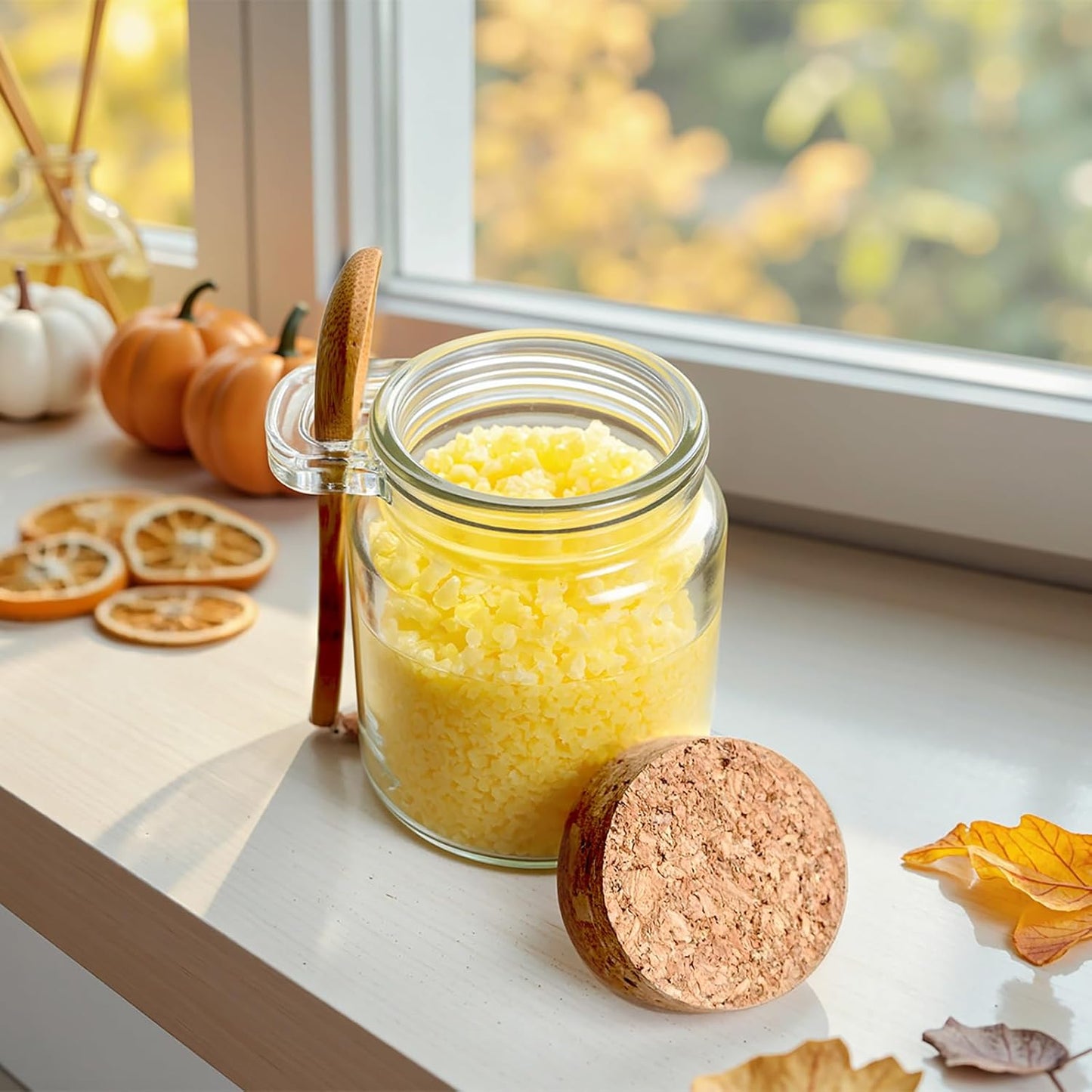 Ahhute Glass Sugar Scrubs Jars, Bath Salt Container 8oz, Salt Cellar with Spoon, Honey Scrubs Jars w/Lids, Labels and Cleaning Brush, Set of 12