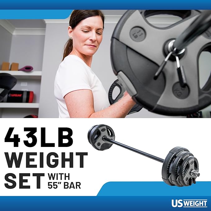 US Weight Barbell Weight Set for Home Gym 55†padded
