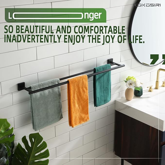 KOKOSIRI 36'' Towel Rails Bathroom Towel Bars Matte 36 Inch B5005BK-L36