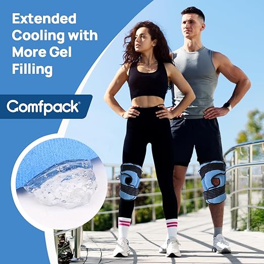 Knee Ice Pack Wrap for Sports Injuries with Compression Straps, Reusable Knee Cold Pack Physical Therapy for Leg Pain Relief, Swelling, ACL, Osteoarthritis, Meniscus Tear, Stay in Place
