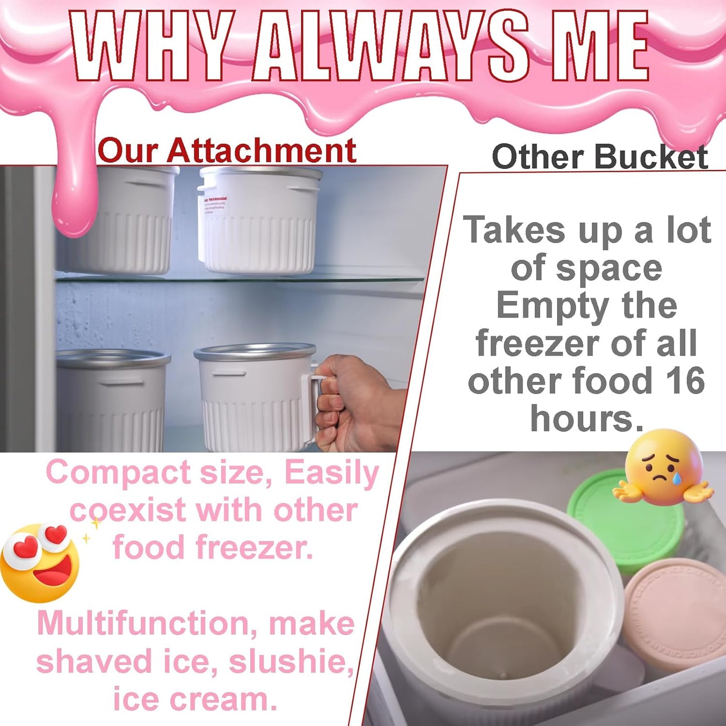 Shaved Ice Attachment and 2 Pack Ice Cream Maker Attachment Set Fit for KitchenAid Stand Mixer, BPA-Free, Compact Size Easy Store In The Freezer