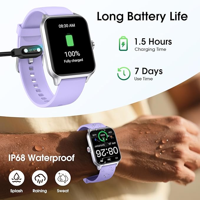 Kummel Smart Watch for Men Women, No App/Phone Required, Fitness Tracker with Pedometer, Bluetooth Call (Answer/Make Call), Heart Rate Blood Oxygen Monitor Step Counter, 100+ Sports Modes