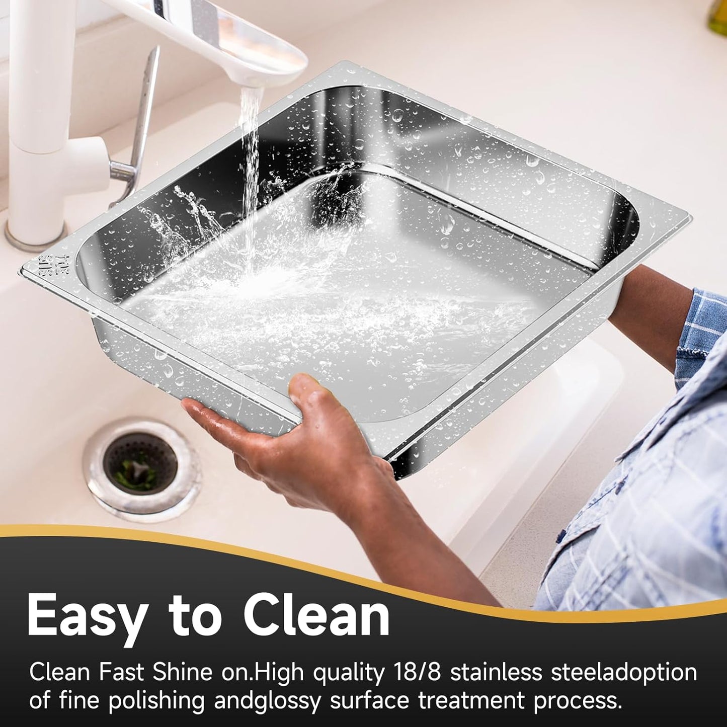 Chafing Dishes for Buffet, 6QT Square Stainless Steel Chafing Dish with Transparent Hydraulic Lid, 304 Food Pan, Buffet Warmer for Parties and Events (Black)