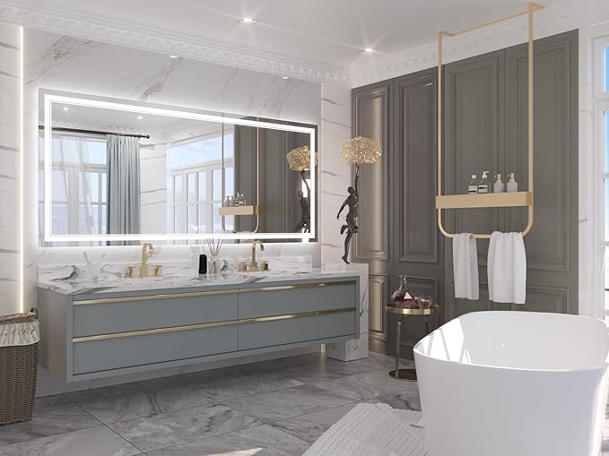Keonjinn 72 x 32 Inch LED Bathroom Mirror IP54, Tempered
